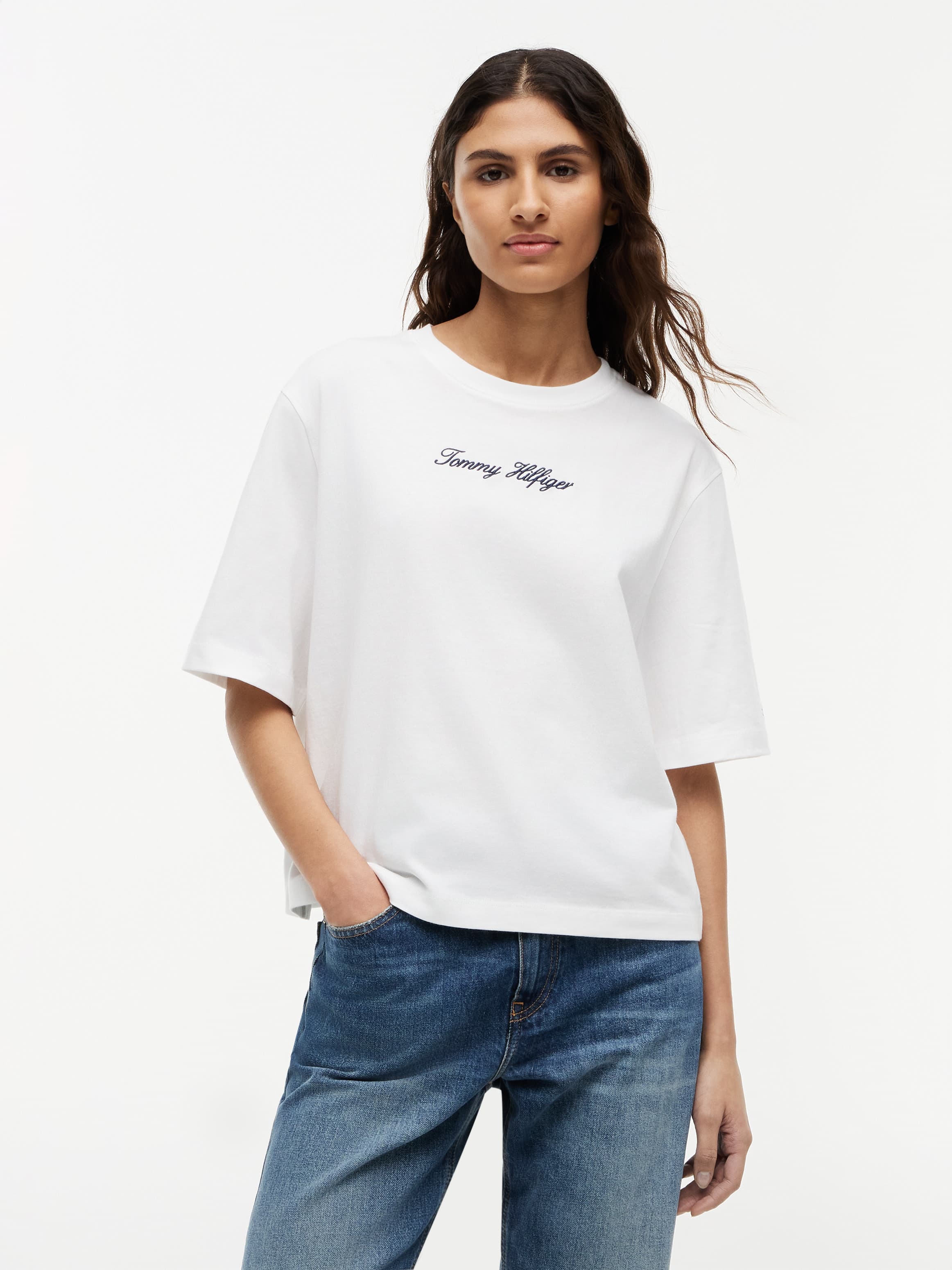 Logo Embroidery Relaxed Crew Neck T-Shirt