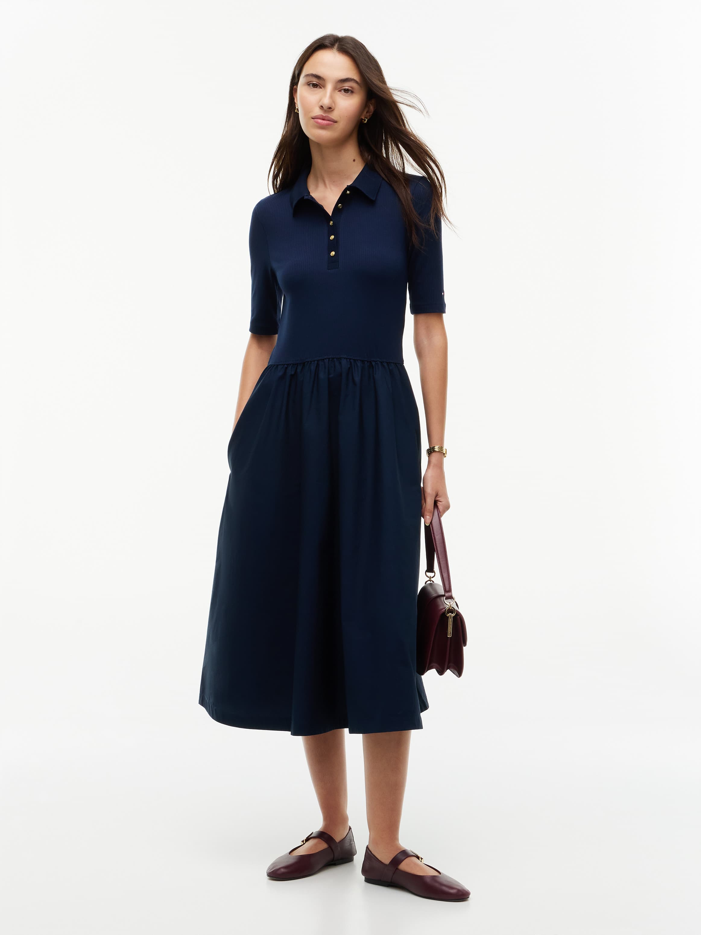Midi Fit And Flare Polo Dress