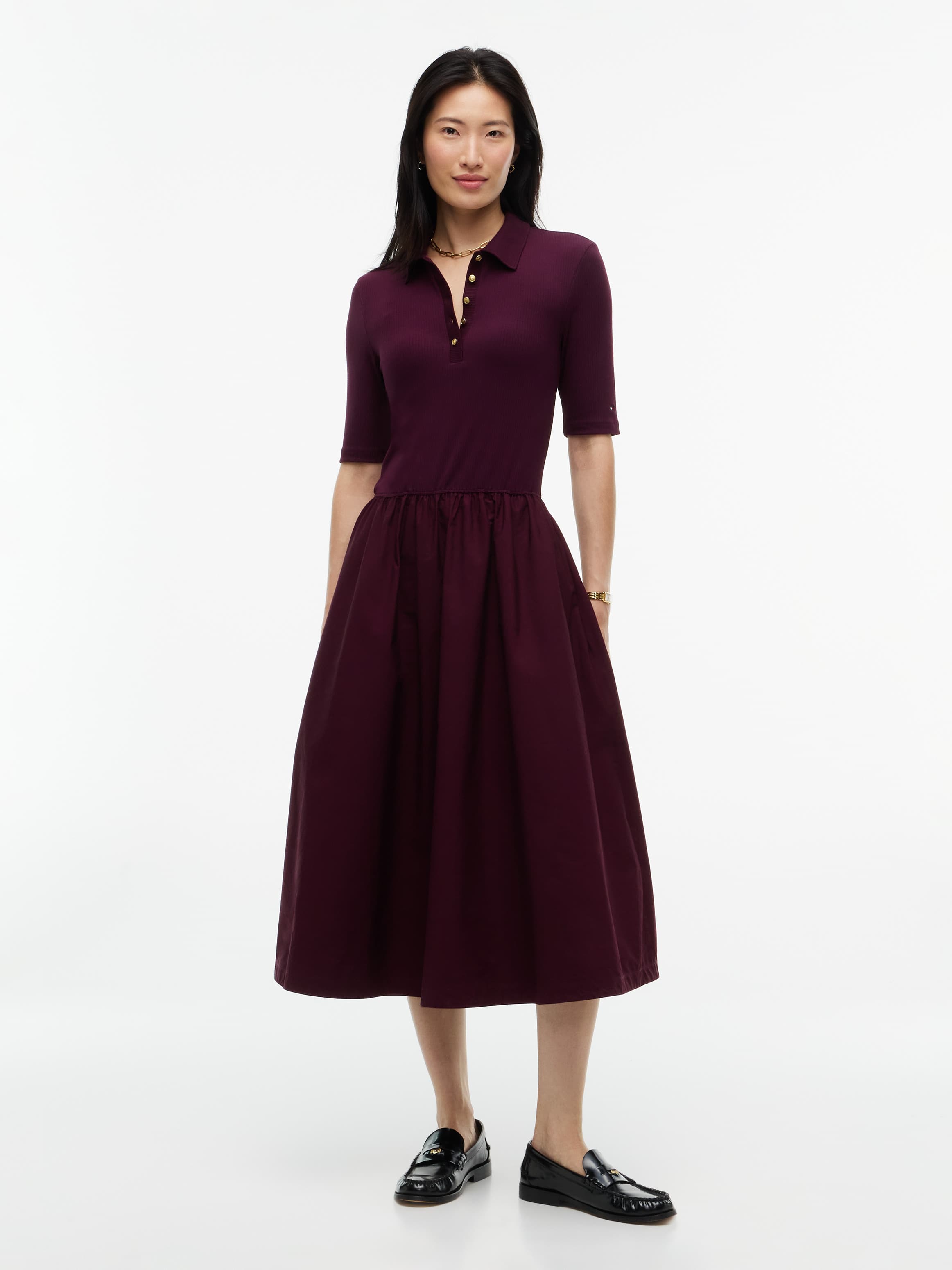 Midi Fit And Flare Polo Dress