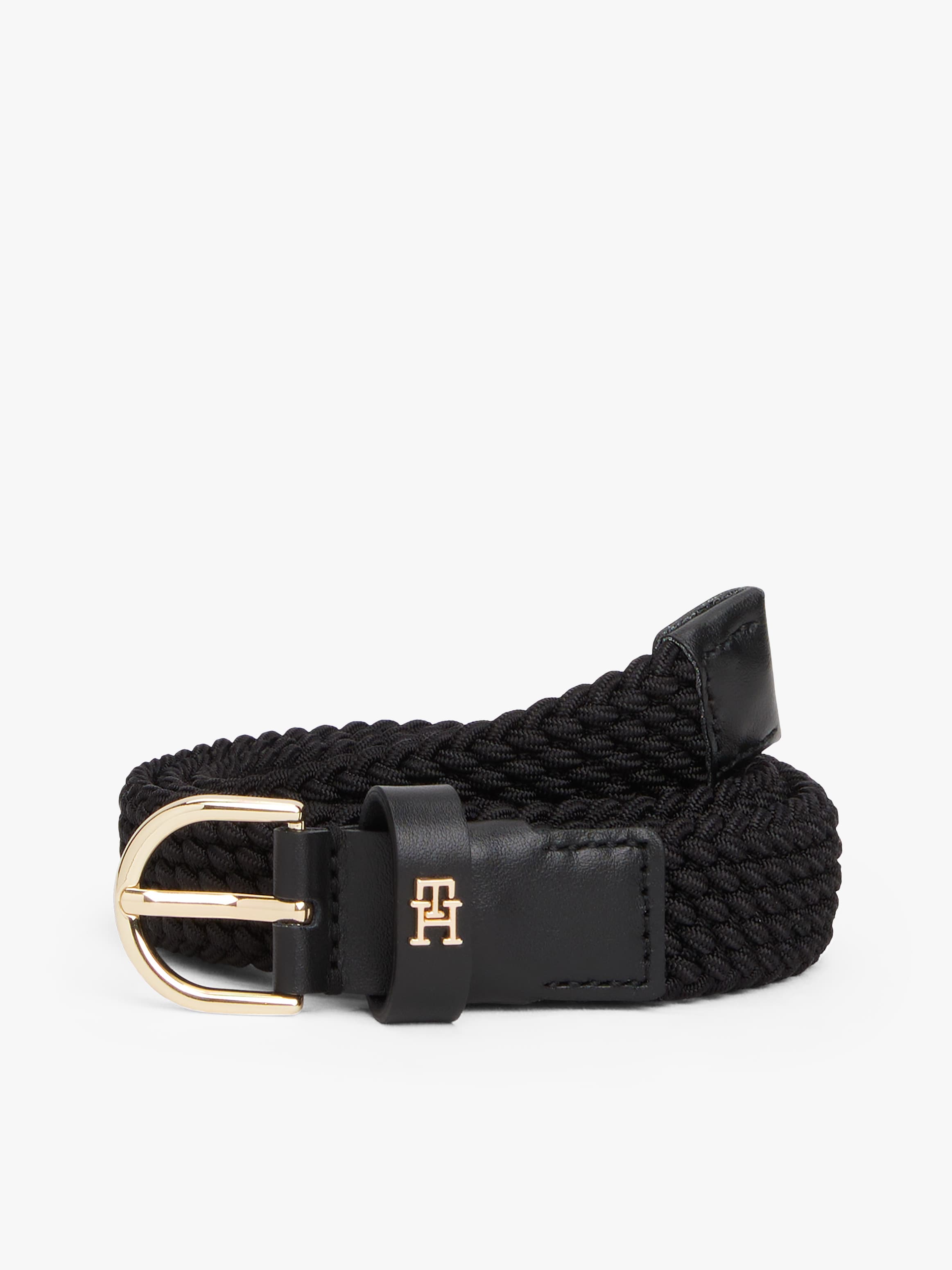 Oval Buckle Elastic Braided Leather Belt