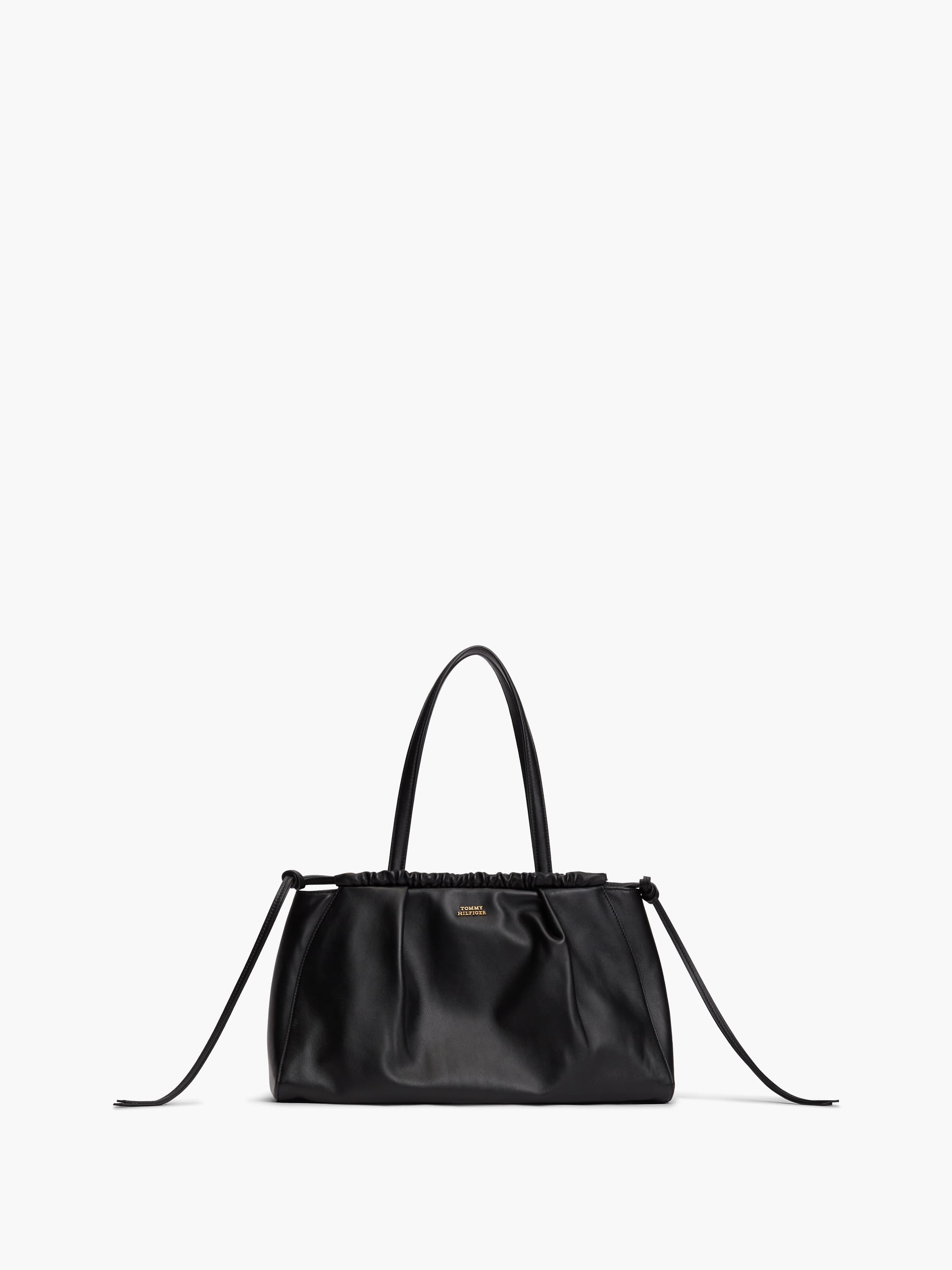 Soft Leather Drawstring Hobo Bag