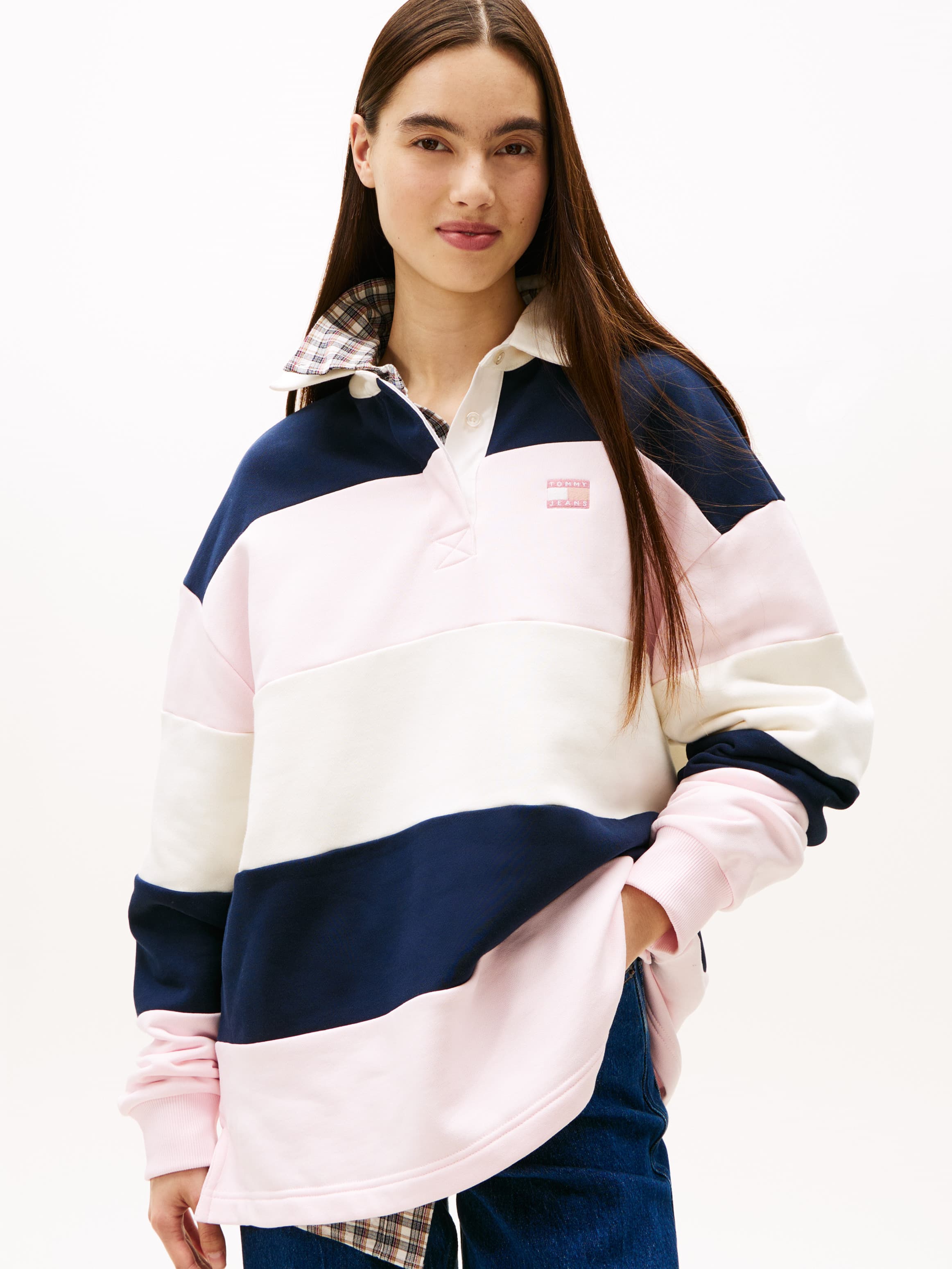 Tommy Badge Stripe Oversized Rugby T-Shirt
