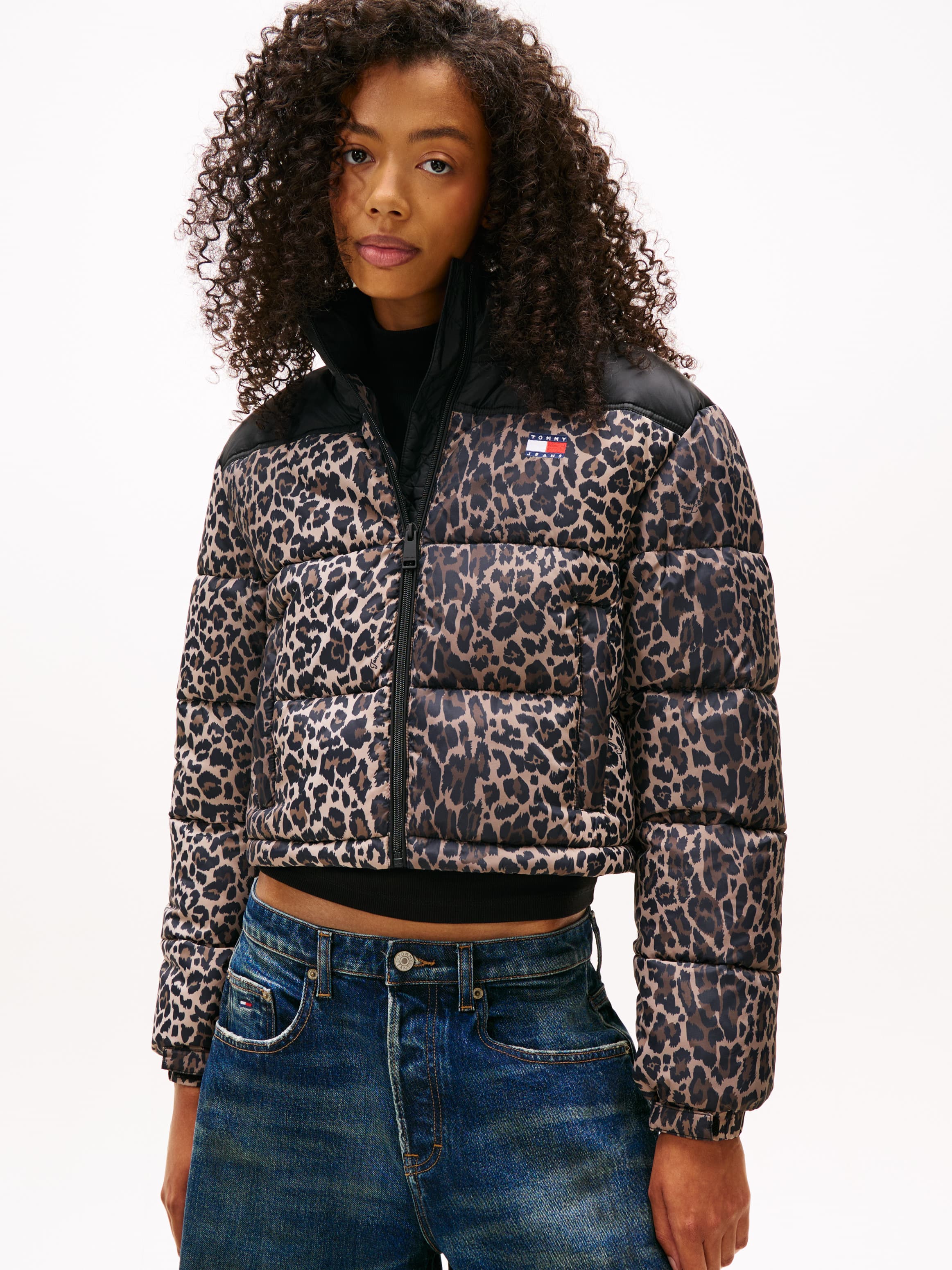 Leopard Ripstop Relaxed Cropped Puffer Jacket