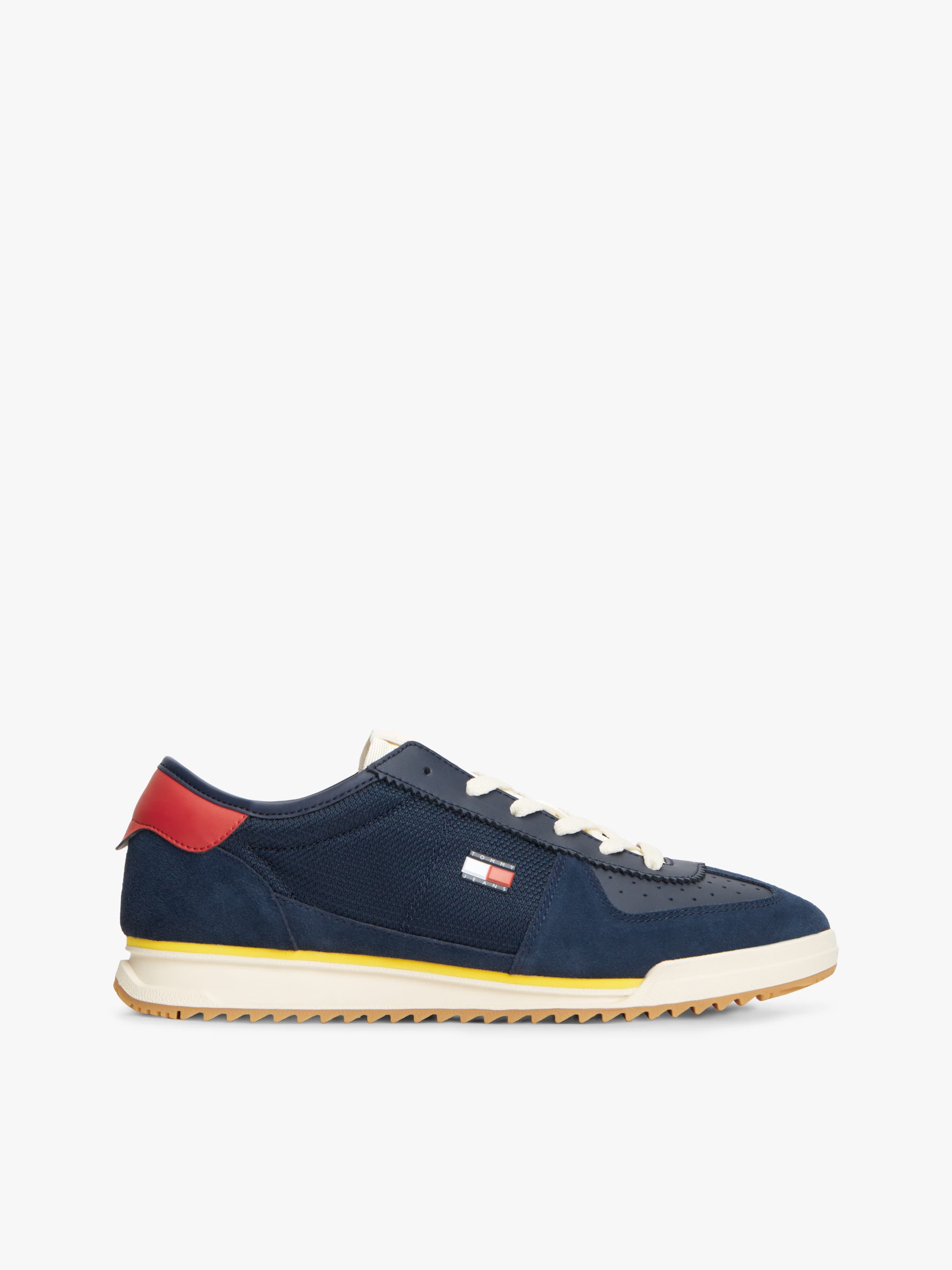 Retro Leather Mixed Texture Serrated Trainers