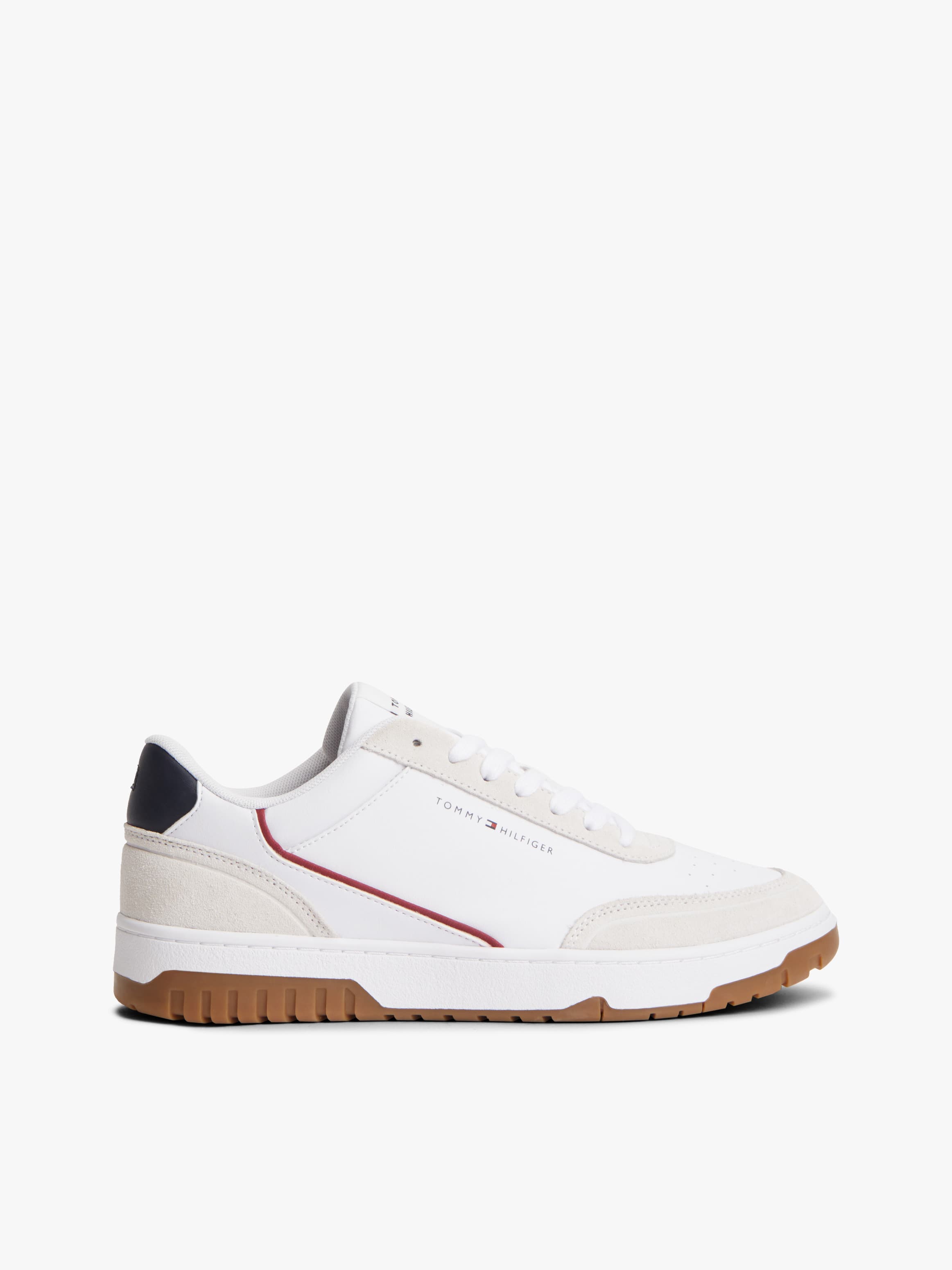 Mixed Texture Leather Basketball Trainers