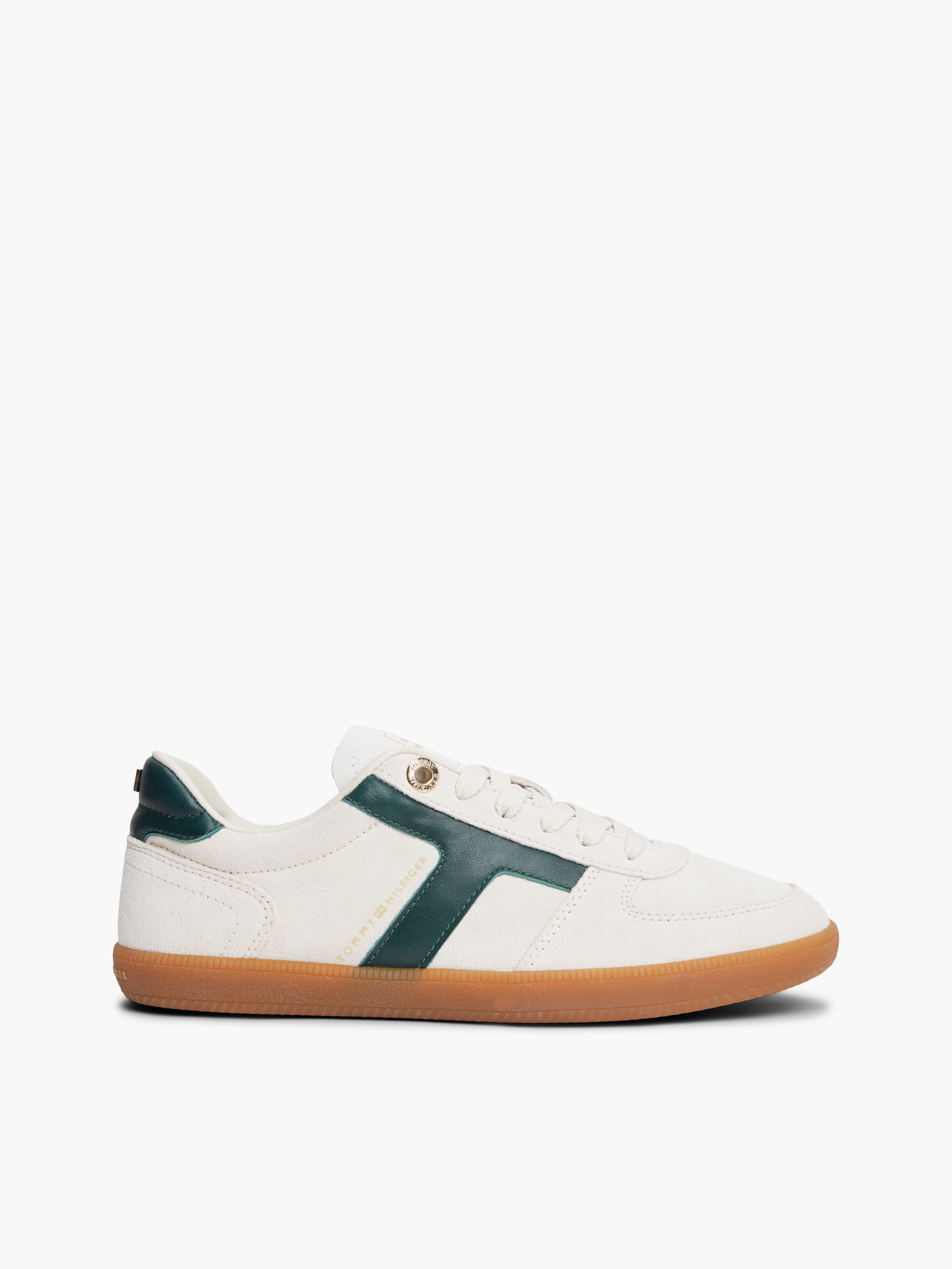 Suede Mixed Textured Enamel Flag Trainers