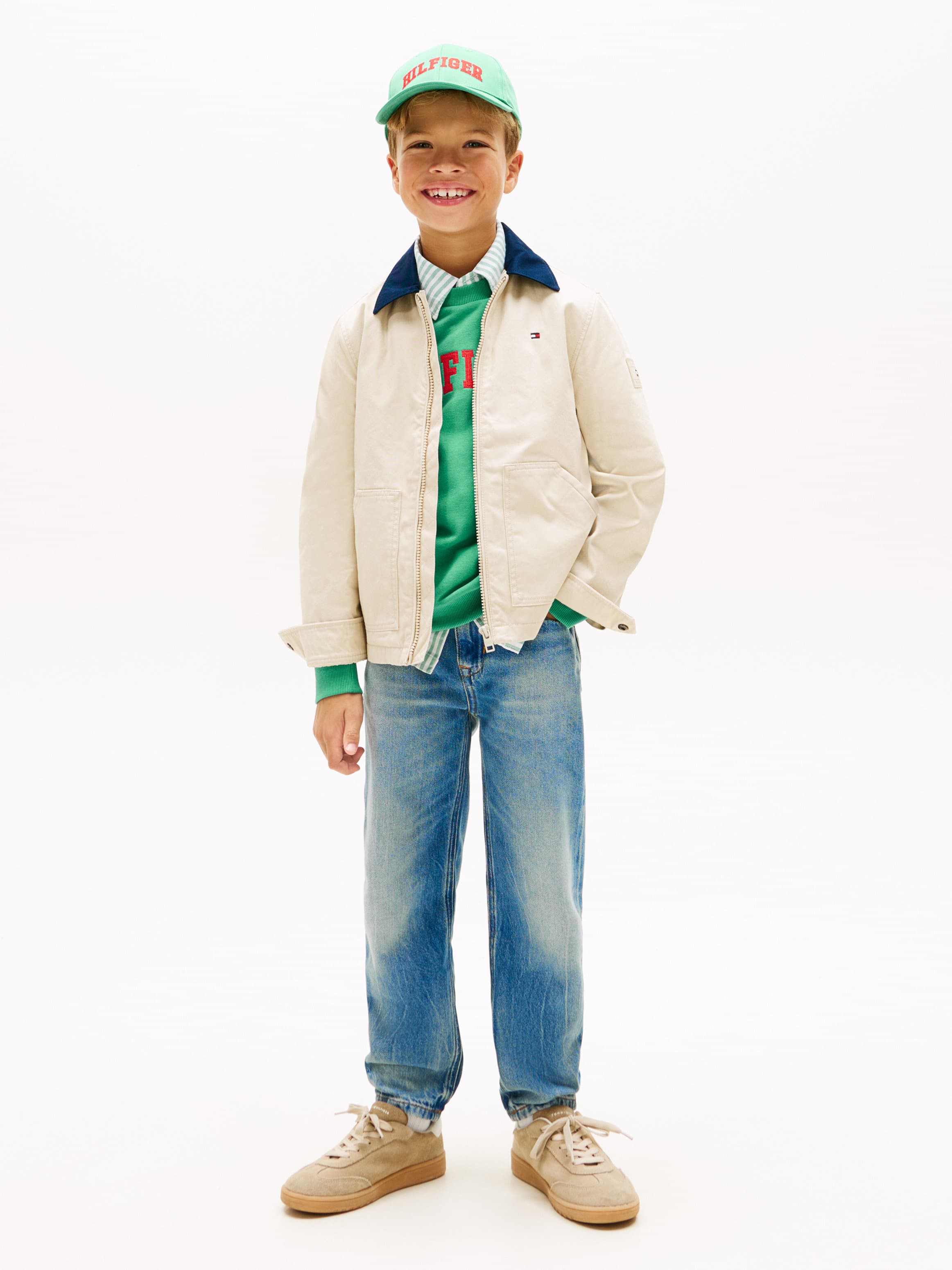Smiley Flag Whiskered Tapered Leg Jeans