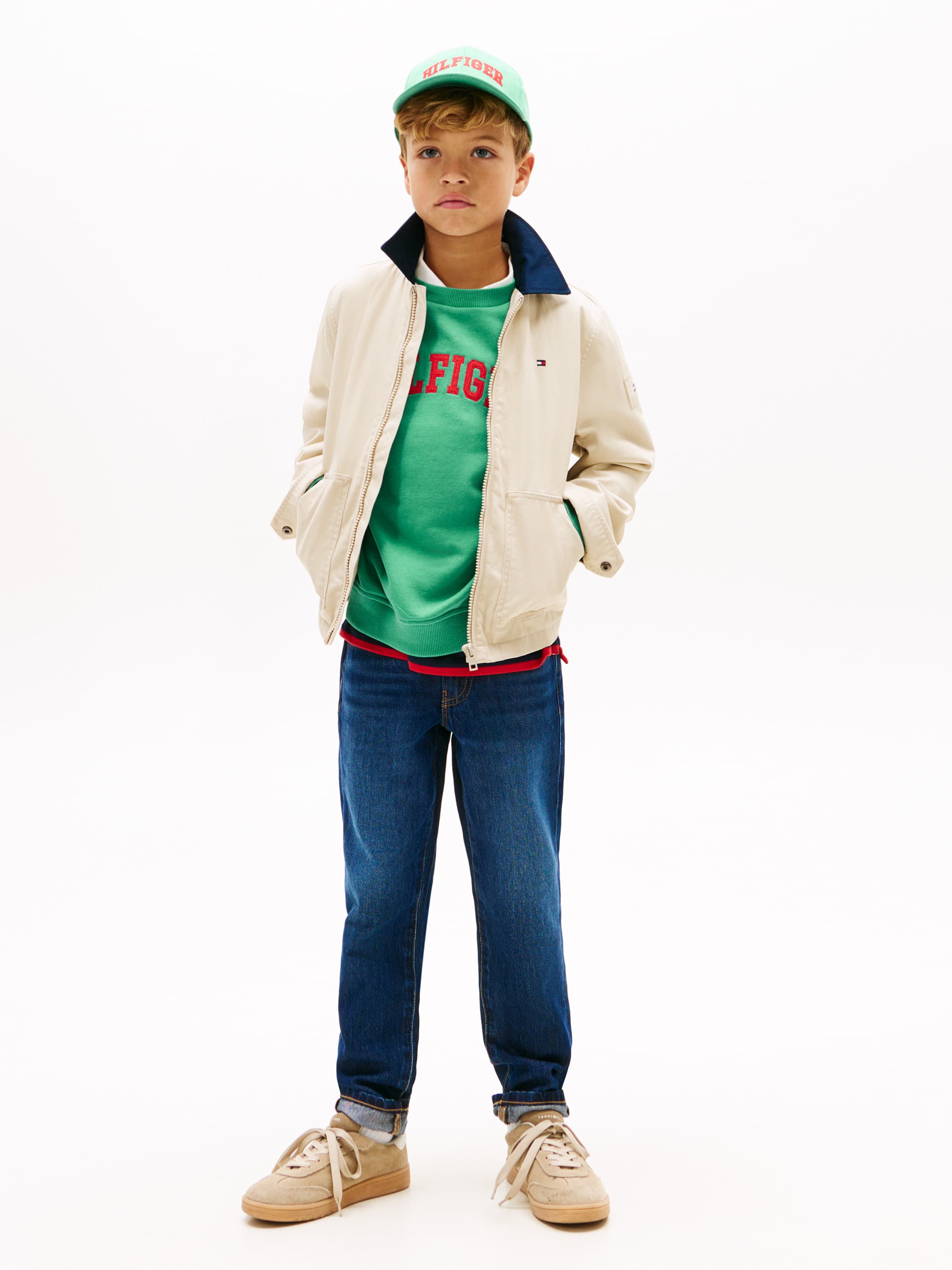 Whiskered Straight Leg Jeans