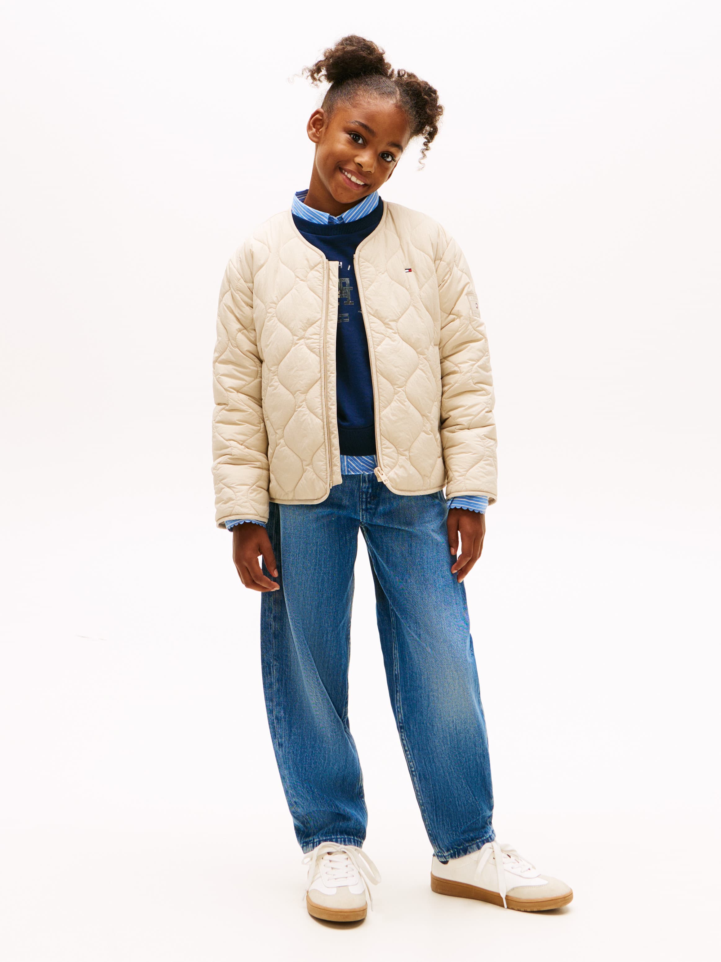 Flag Embroidery Faded Barrel Leg Jeans