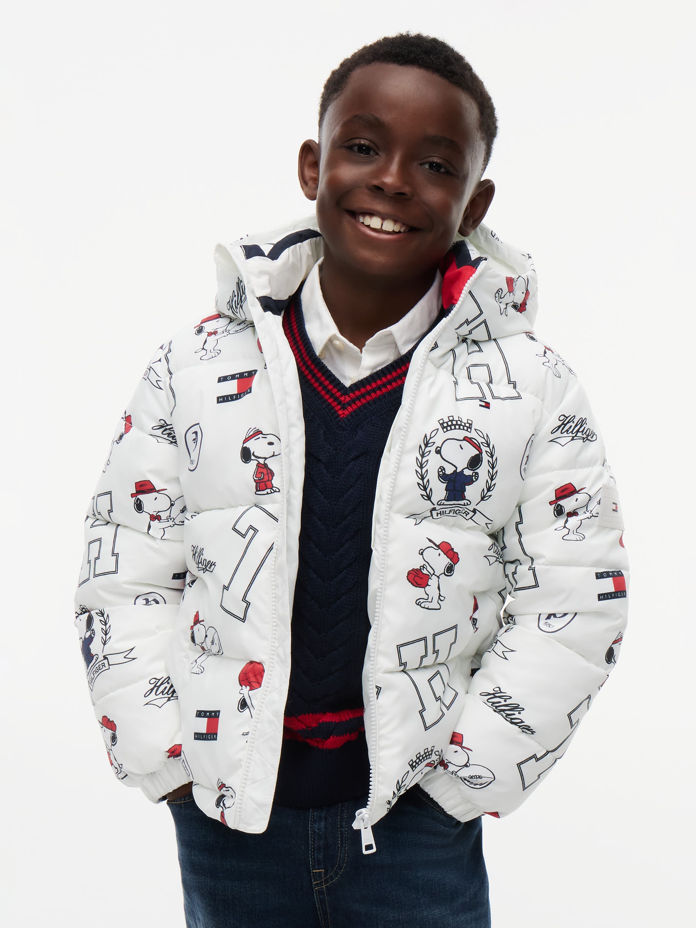 Peanuts® Print Relaxed Hooded Puffer Jacket