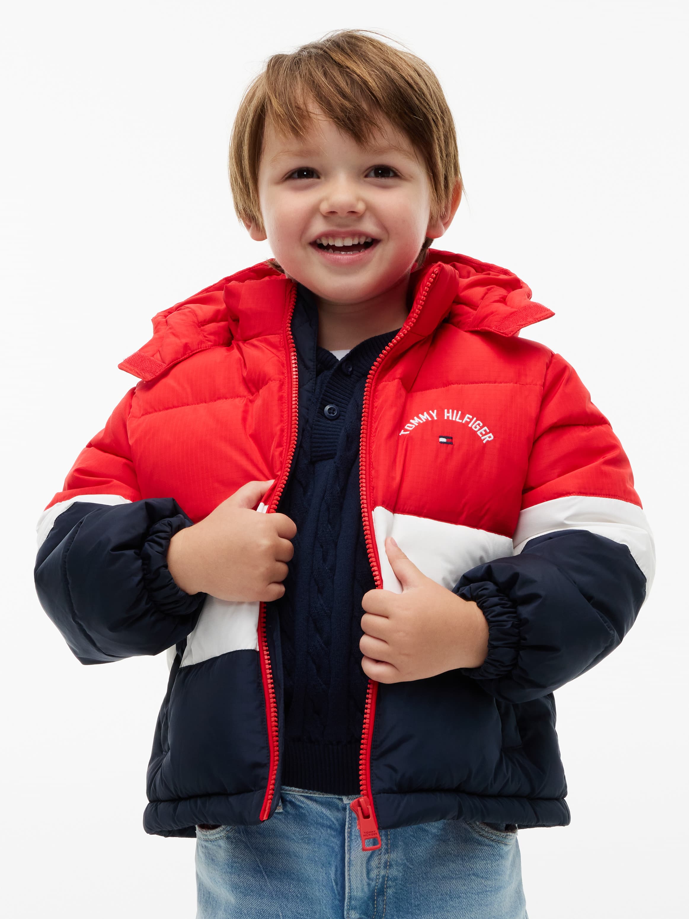 Colour-Blocked Ripstop Hooded Puffer Jacket