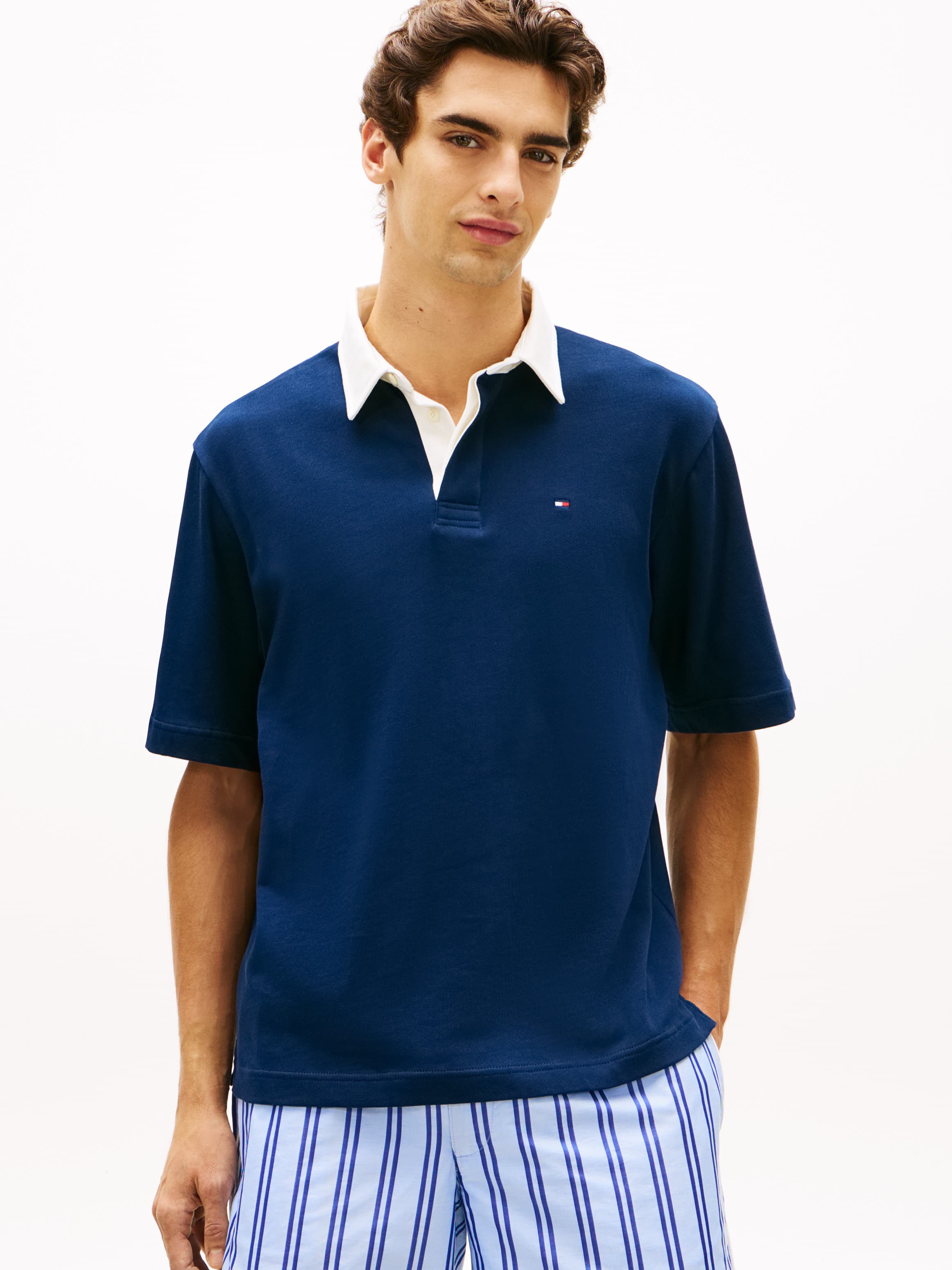 Colour-Blocked Back Logo Relaxed Polo T-Shirt