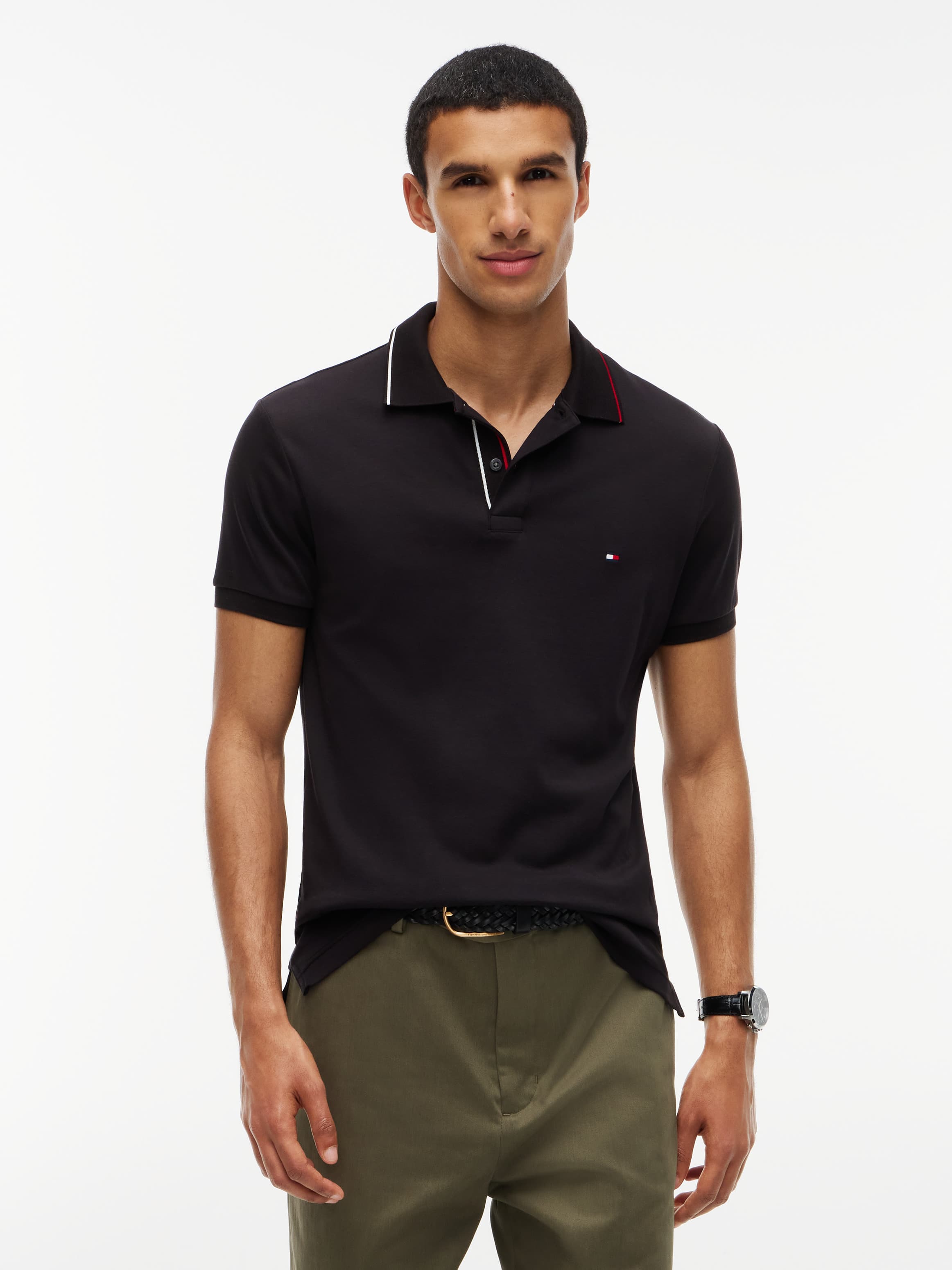 Slim Fit Fluid Cotton Tipped Polo Shirt