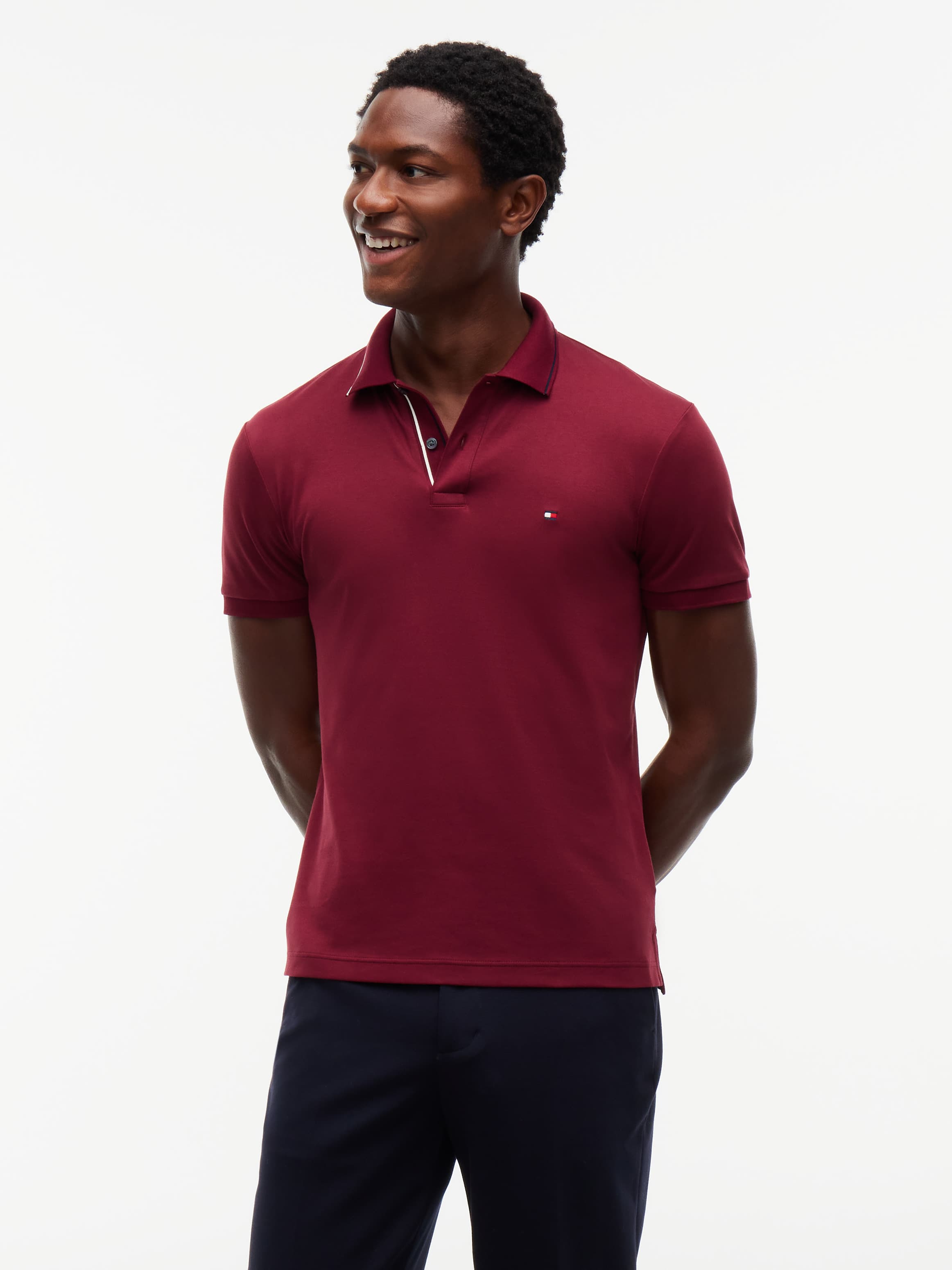 Slim Fit Fluid Cotton Tipped Polo Shirt