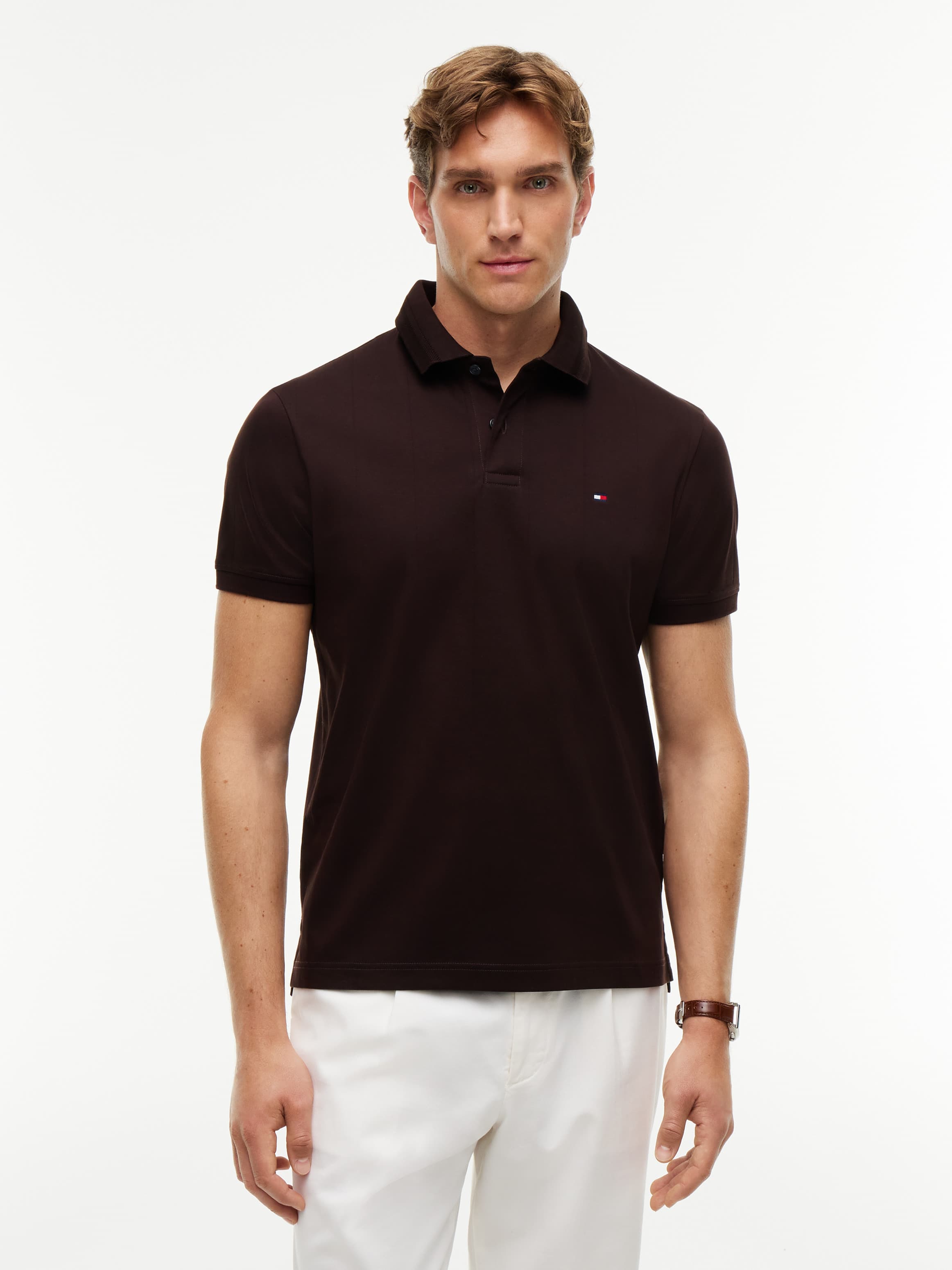 Regular Fit Chevron Knit Stripe Polo Shirt