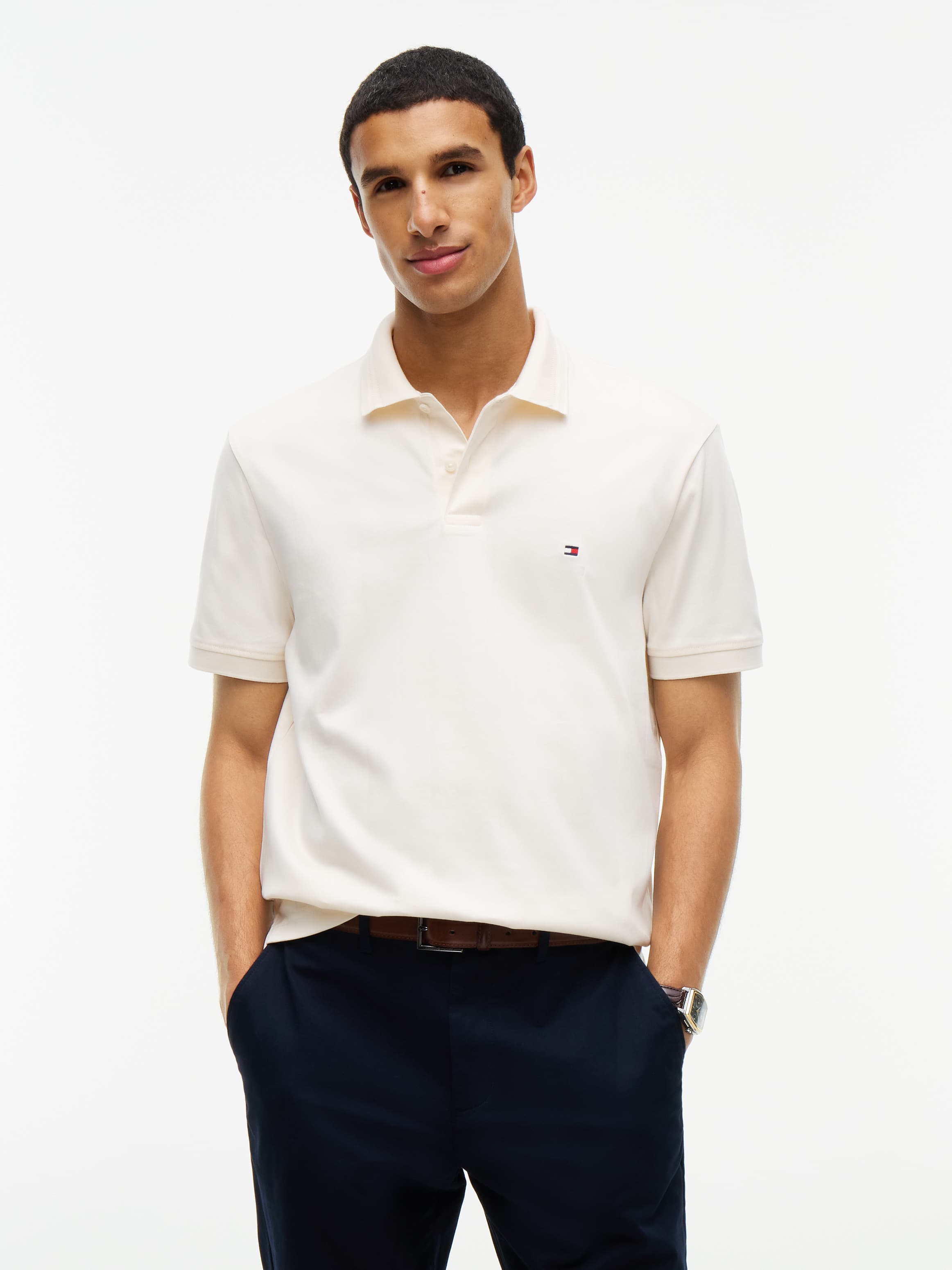 Regular Fit Chevron Knit Stripe Polo Shirt
