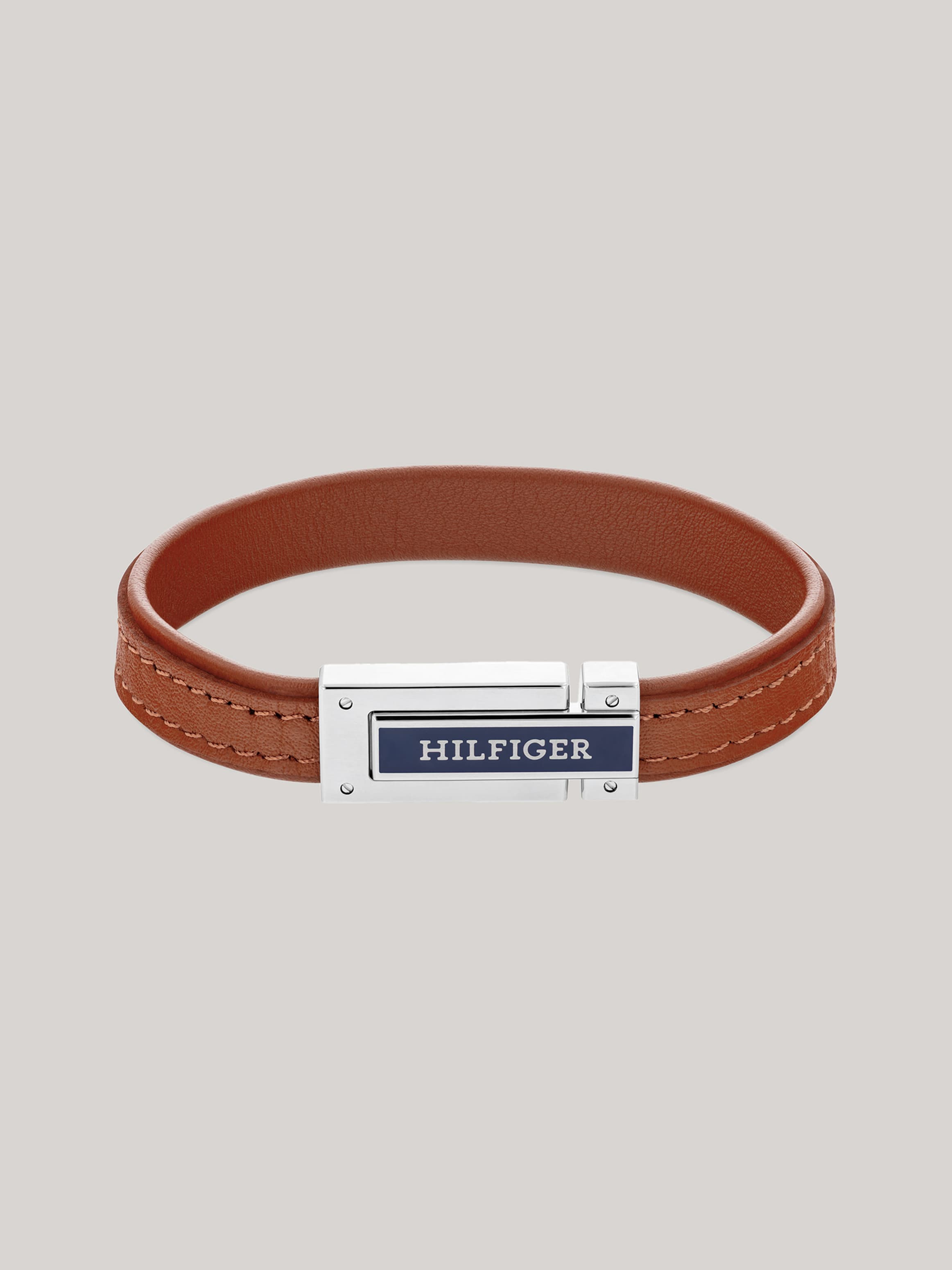 Fold-Over Clasp Leather Bracelet