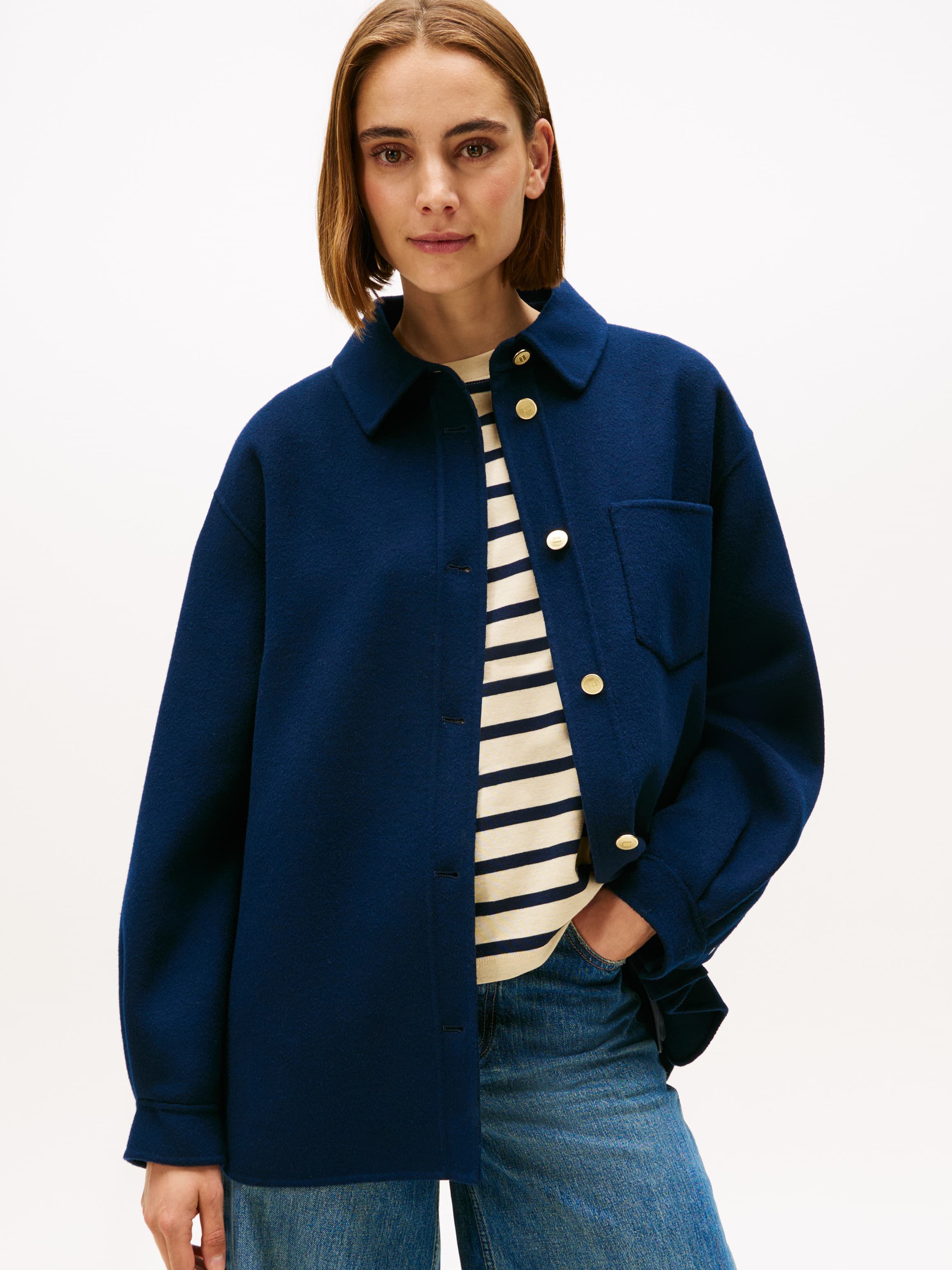 Wool Blend Pocket Regular Shacket