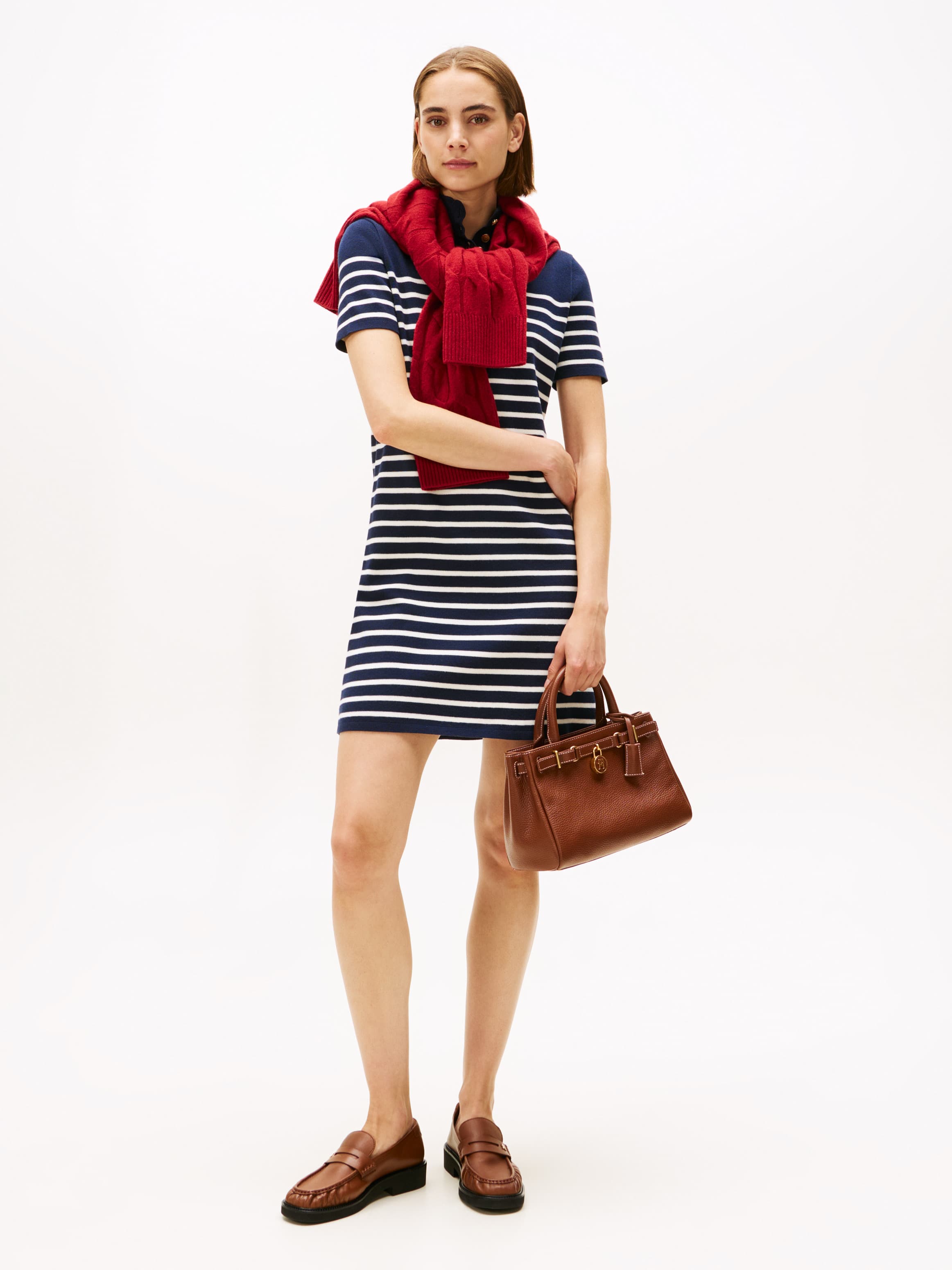Jersey Mock Neck Mini Jumper Dress