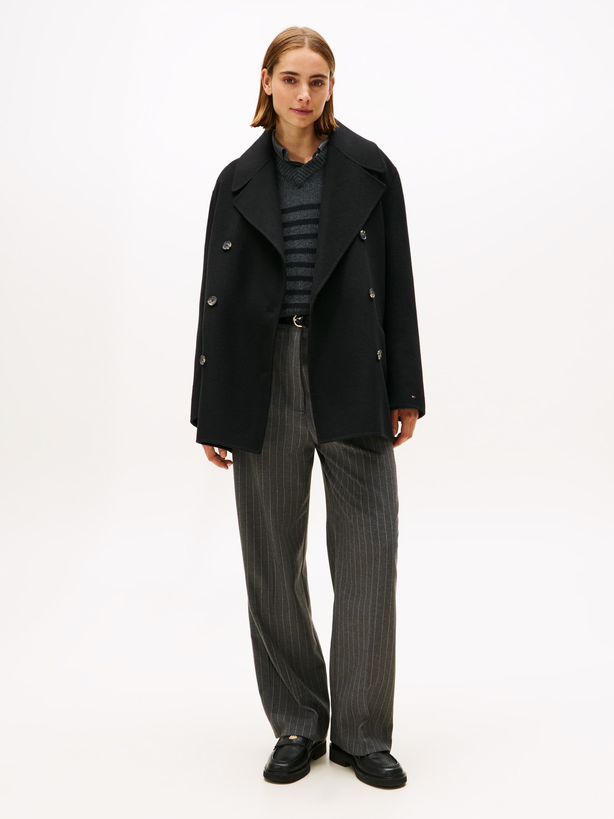 Pinstripe Oversized Straight Trousers